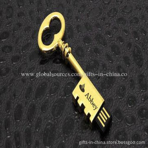 1-32GB Key-shaped USB Flash Drive, Customized Packaging Types/Logos Accepted
